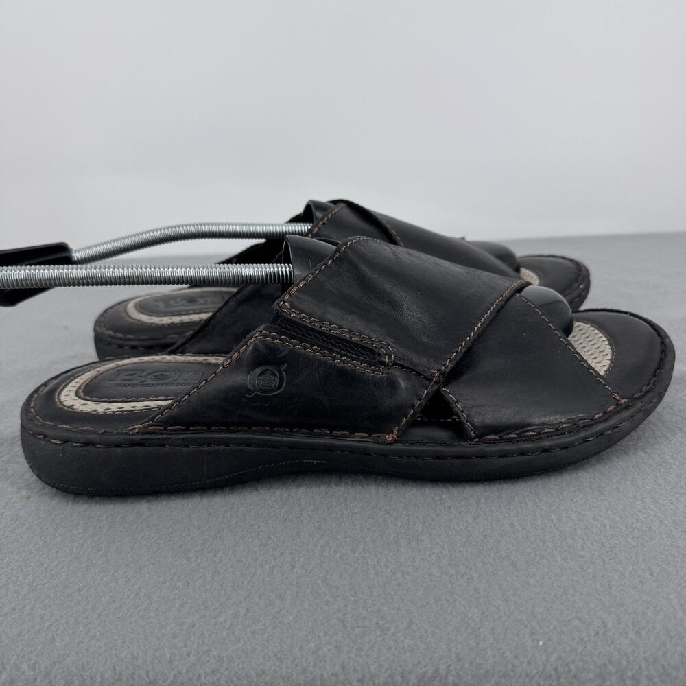 Born‎ Hesi Leather Slide Sandals Mens 11 Black Comfort Casual Slip On Cushioned - Picture 3 of 8